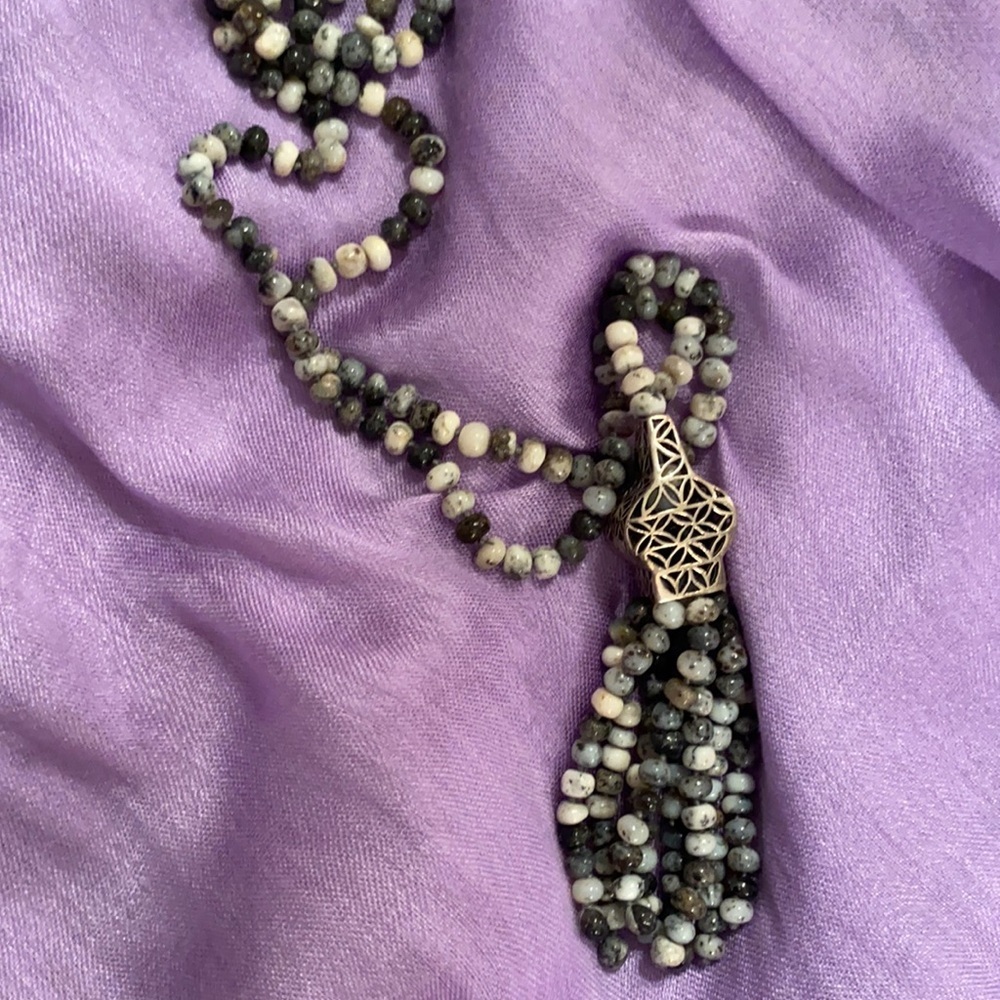 Arhaus Jewels Brindle Agate Stone Beaded Tassel Necklace - Picture 6 of 8